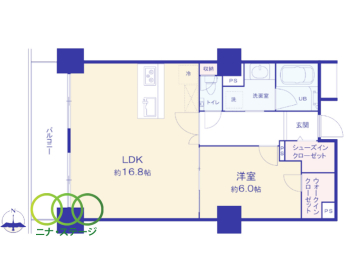  1LDK、専有面積54.42㎡ 