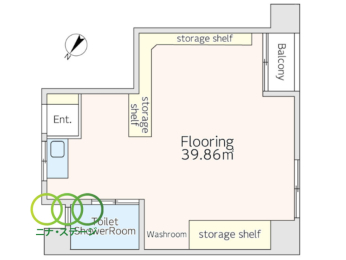  1LDKALʐ39.86uAoRj[ʐ1.62u 