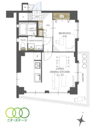  1LDKALʐ41.62uAoRj[ʐ7.5u 