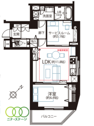  1LDK+Si[ˁjALʐ58.96?AoRj[ʐ5.77? 