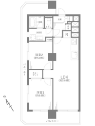  2LDKALʐ61.56uAoRj[ʐ24.08u 