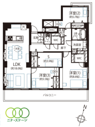  3LDK+Si[ˁjALʐ94.08uAoRj[ʐ14.1u 
