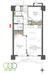  1LDK+Si[ˁjALʐ48.6uAoRj[ʐ6.84u 