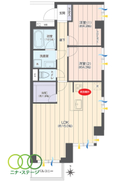  2LDKALʐ57.42uAoRj[ʐ3.07u 