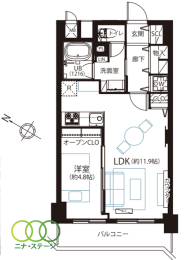  1LDKALʐ41.07uAoRj[ʐ5.88u 