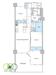  3LDK�A��L�ʐ�75.45�u�A�o���R�j�[�ʐ�3.9�u 