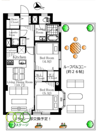  2LDK�A��L�ʐ�52.38�u 