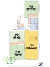  2LDK+S�i�[�ˁj�A��L�ʐ�79.6�u�A�o���R�j�[�ʐ�8.94�u 