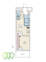  1DK�A��L�ʐ�32.5�u�A�o���R�j�[�ʐ�4.97�u 