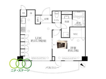  1LDK�A��L�ʐ�41.25�u�A�o���R�j�[�ʐ�7.35�u 