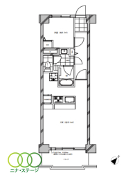  1LDK�A��L�ʐ�39.53�u�A�o���R�j�[�ʐ�4.88�u 