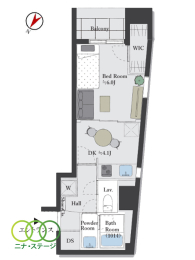  1DK�A��L�ʐ�29.84�u�A�o���R�j�[�ʐ�4�u 