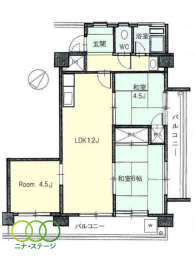  3LDK�A��L�ʐ�60.16�u�A�o���R�j�[�ʐ�14.76�u 