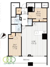  2LDK�A��L�ʐ�80.48�u�A�o���R�j�[�ʐ�12.1�u 