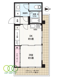  1DK�A��L�ʐ�28.83�u�A�o���R�j�[�ʐ�9�u 