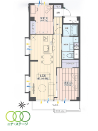  2LDK�A��L�ʐ�54.79�u�A�o���R�j�[�ʐ�5.39�u 