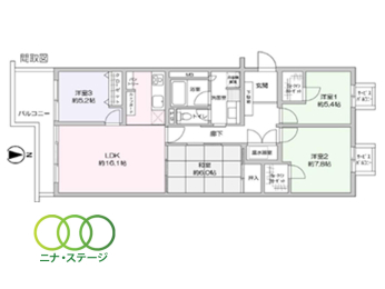  4LDK�A��L�ʐ�95.04�u�A�o���R�j�[�ʐ�10�u 