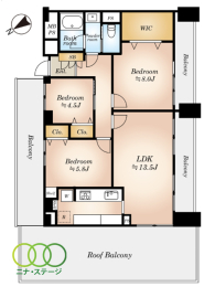  3LDK�A��L�ʐ�80.39�u�A�o���R�j�[�ʐ�35.55�u 