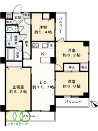 4LDK�A��L�ʐ�83.18�u�A�o���R�j�[�ʐ�12.98�u 