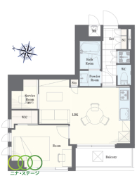  1LDK+S�i�[�ˁj�A��L�ʐ�44.65�u�A�o���R�j�[�ʐ�4.59�u 