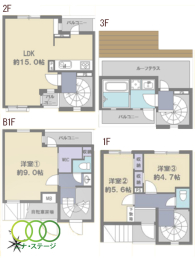  3LDK�A��L�ʐ�98.13�u�A�o���R�j�[�ʐ�2.2�u 