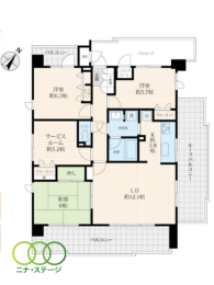  3LDK+S�i�[�ˁj�A��L�ʐ�84.36�u�A�o���R�j�[�ʐ�30.39�u 