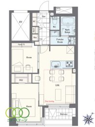  2LDK�A��L�ʐ�50.51�u�A�o���R�j�[�ʐ�5�u 