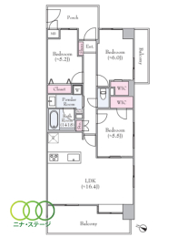  3LDK�A��L�ʐ�75.31�u�A�o���R�j�[�ʐ�11.8�u 
