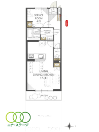  1LDK�A��L�ʐ�47.25�u�A�o���R�j�[�ʐ�3.6�u 