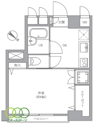  1DK�A��L�ʐ�27.44�u�A�o���R�j�[�ʐ�2.9�u 