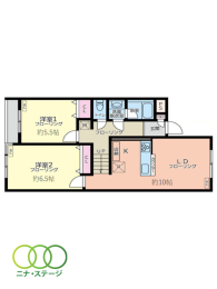  2LDK�A��L�ʐ�58.37�u�A�o���R�j�[�ʐ�2.7�u 