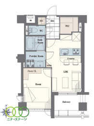  1LDK�A��L�ʐ�37.33�u�A�o���R�j�[�ʐ�5.2�u 