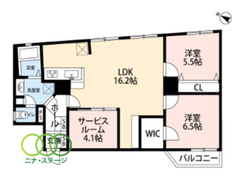  2LDK+S�i�[�ˁj�A��L�ʐ�72.5�u�A�o���R�j�[�ʐ�2.2�u 