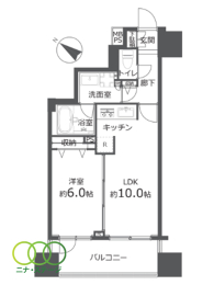  1LDK�A��L�ʐ�40.21�u�A�o���R�j�[�ʐ�8.5�u 